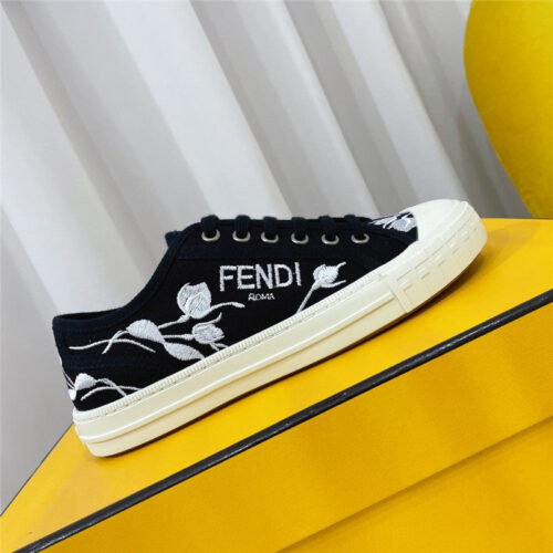High Quality Luxury Fendi Domino Black Canvas Sneakers – Sizes 35–41 product image
