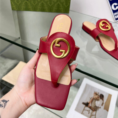 High Quality Luxury Gucci Flat Heel Slippers – Style 98323 product detail