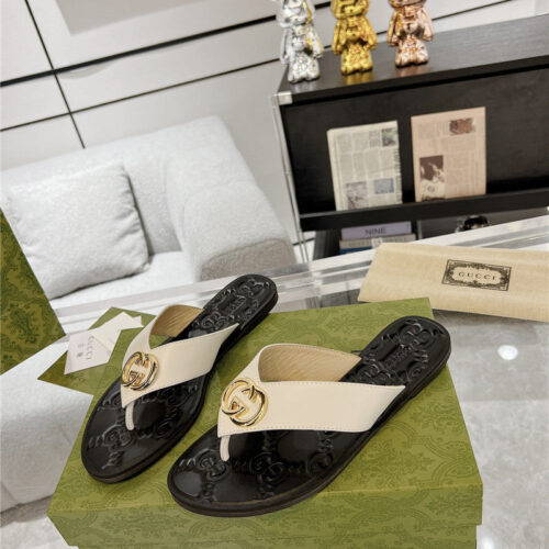 High Quality Luxury Gucci Interlocking Double G Flip Flops