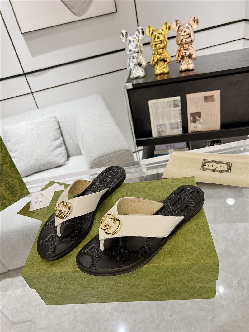 High Quality Luxury Gucci Interlocking Double G Flip Flops