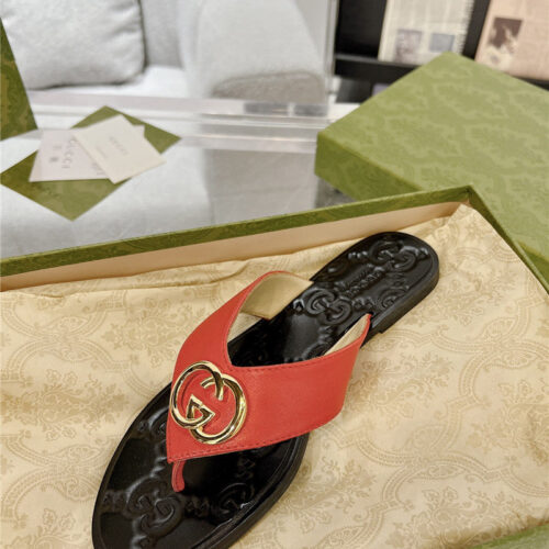 High Quality Luxury Gucci Interlocking Double G Flip Flops – Style 35251 product detail