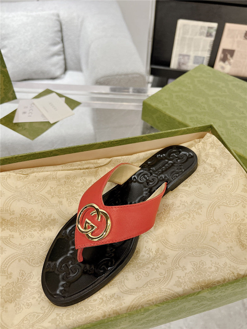 High Quality Luxury Gucci Interlocking Double G Flip Flops – Style 35251 product detail
