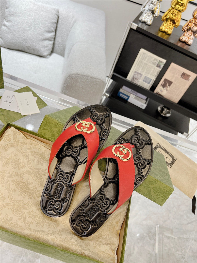 High Quality Luxury Gucci Interlocking Double G Flip Flops – Style 35251 product detail