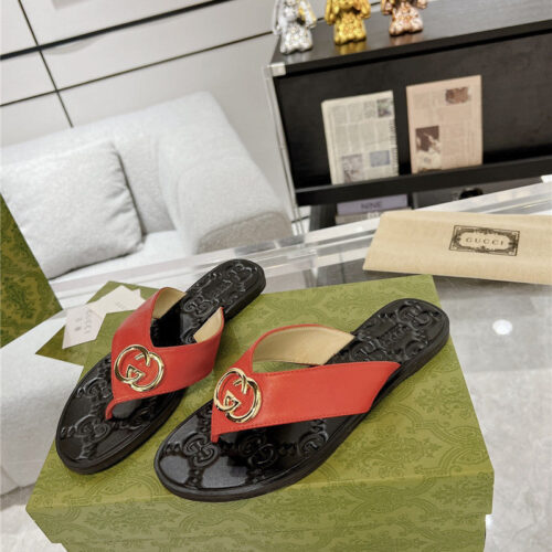 High Quality Luxury Gucci Interlocking Double G Flip Flops – Style 35251