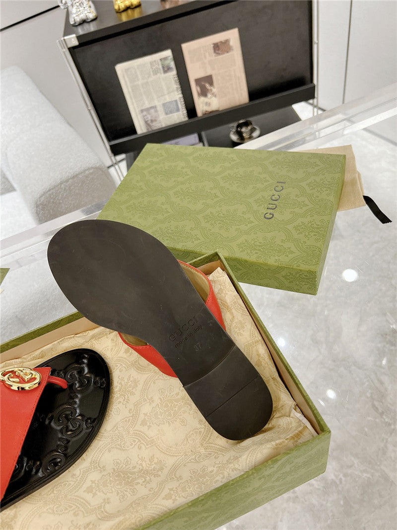 High Quality Luxury Gucci Interlocking Double G Flip Flops – Style 35251 product detail