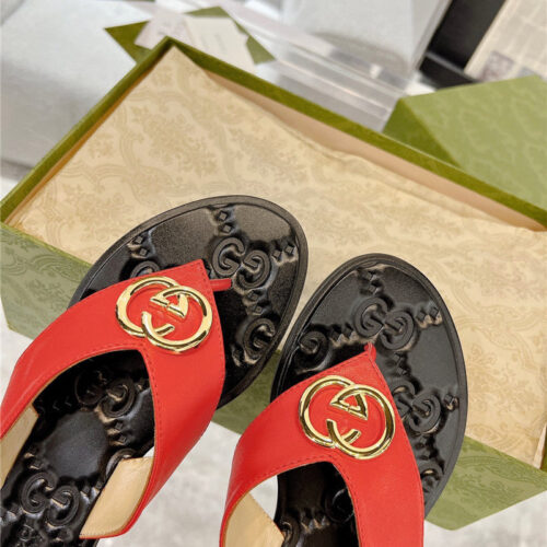 High Quality Luxury Gucci Interlocking Double G Flip Flops – Style 35251 product detail