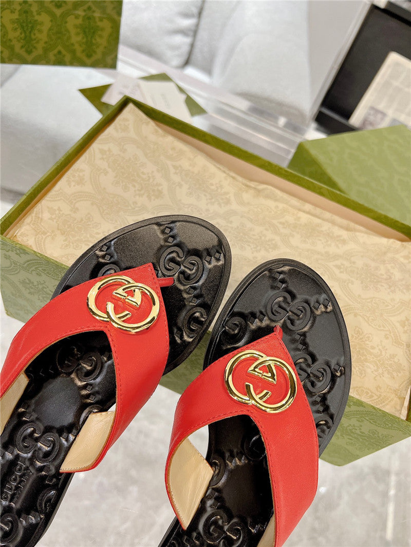 High Quality Luxury Gucci Interlocking Double G Flip Flops – Style 35251 product detail