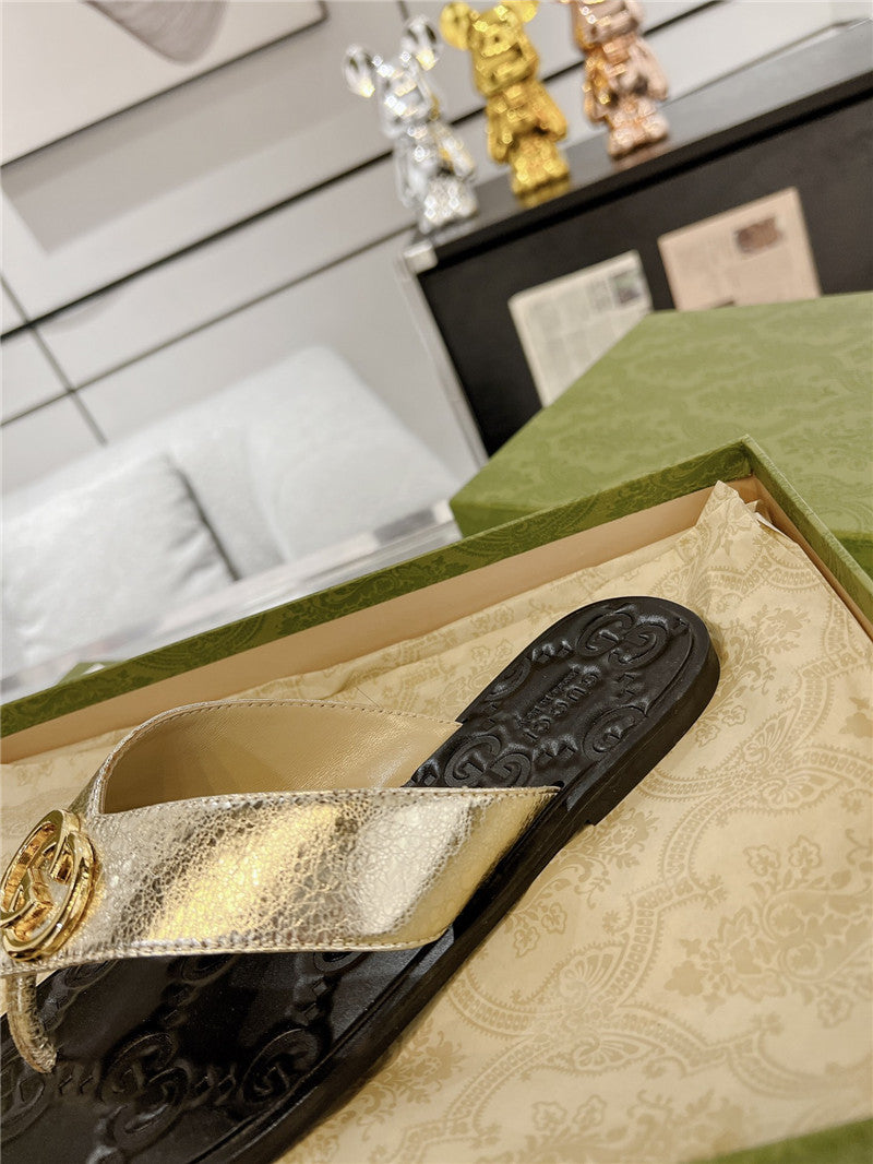 High Quality Luxury Gucci Interlocking Double G Flip Flops – Style 33555 product detail