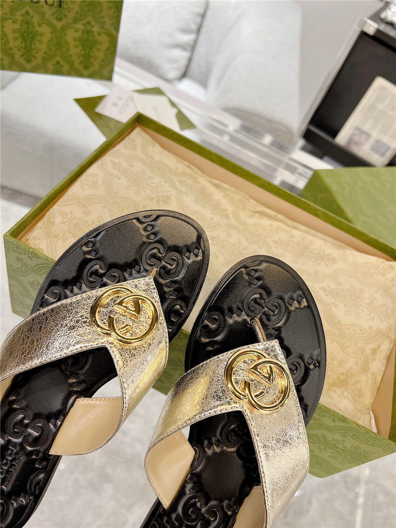 High Quality Luxury Gucci Interlocking Double G Flip Flops – Style 33555 product detail