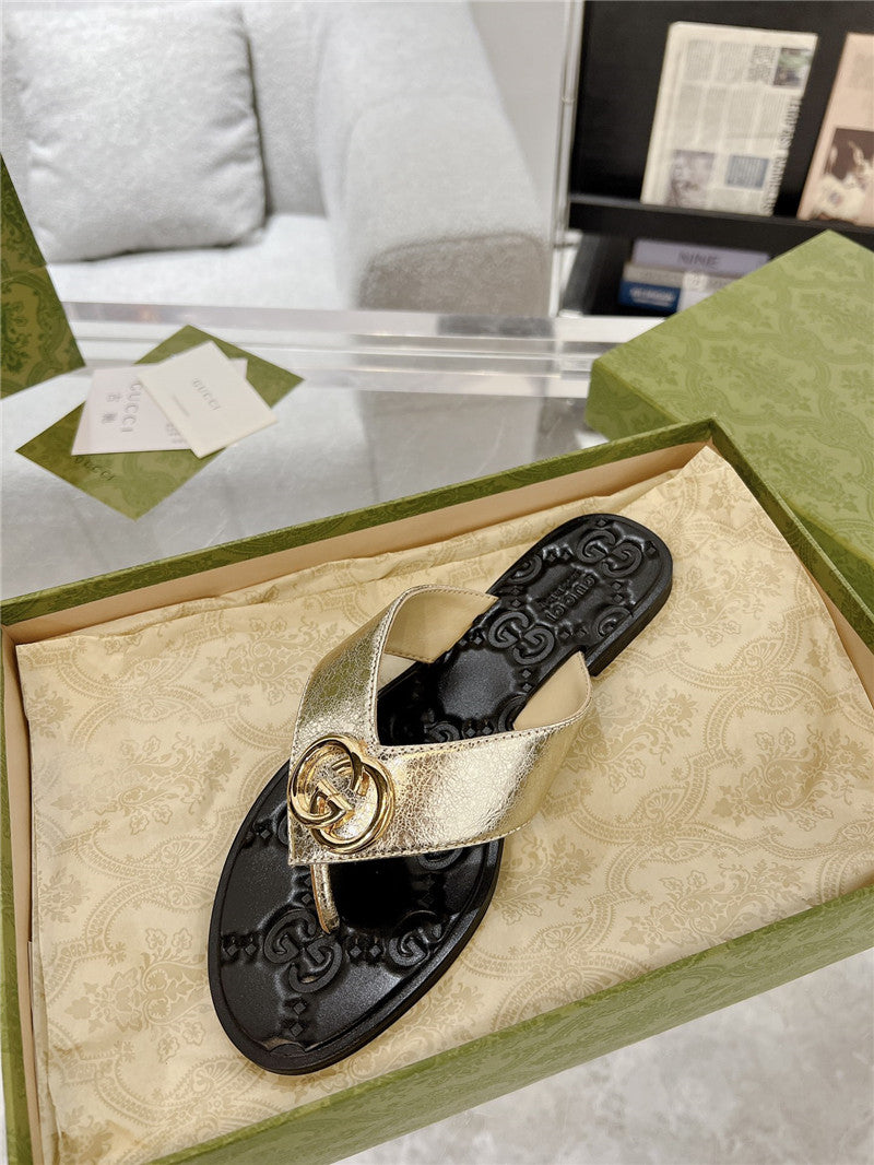 High Quality Luxury Gucci Interlocking Double G Flip Flops – Style 33555 product detail