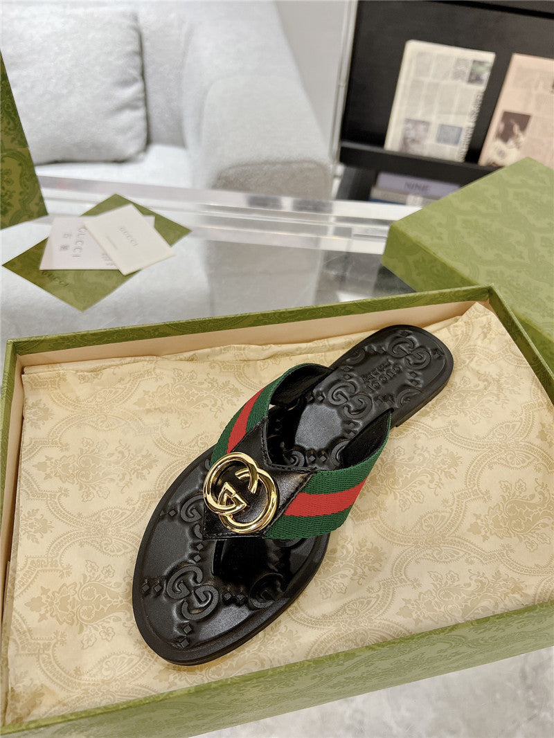 High Quality Luxury Gucci Interlocking Double G Flip Flops – Style 64627 product detail