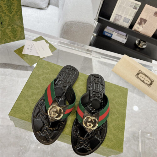 High Quality Luxury Gucci Interlocking Double G Flip Flops – Style 64627 alternate view