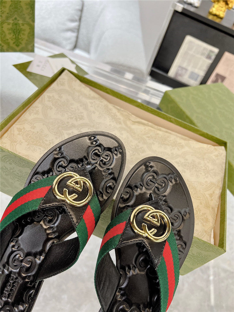 High Quality Luxury Gucci Interlocking Double G Flip Flops – Style 64627 product detail