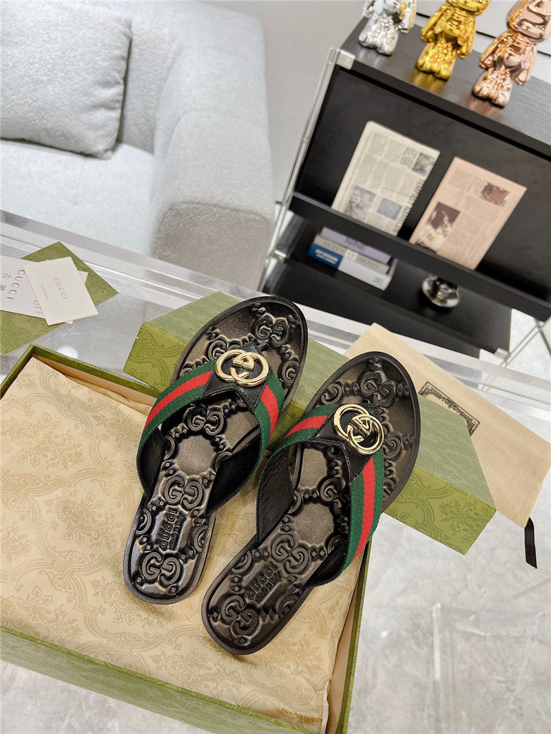 High Quality Luxury Gucci Interlocking Double G Flip Flops – Style 64627 product detail