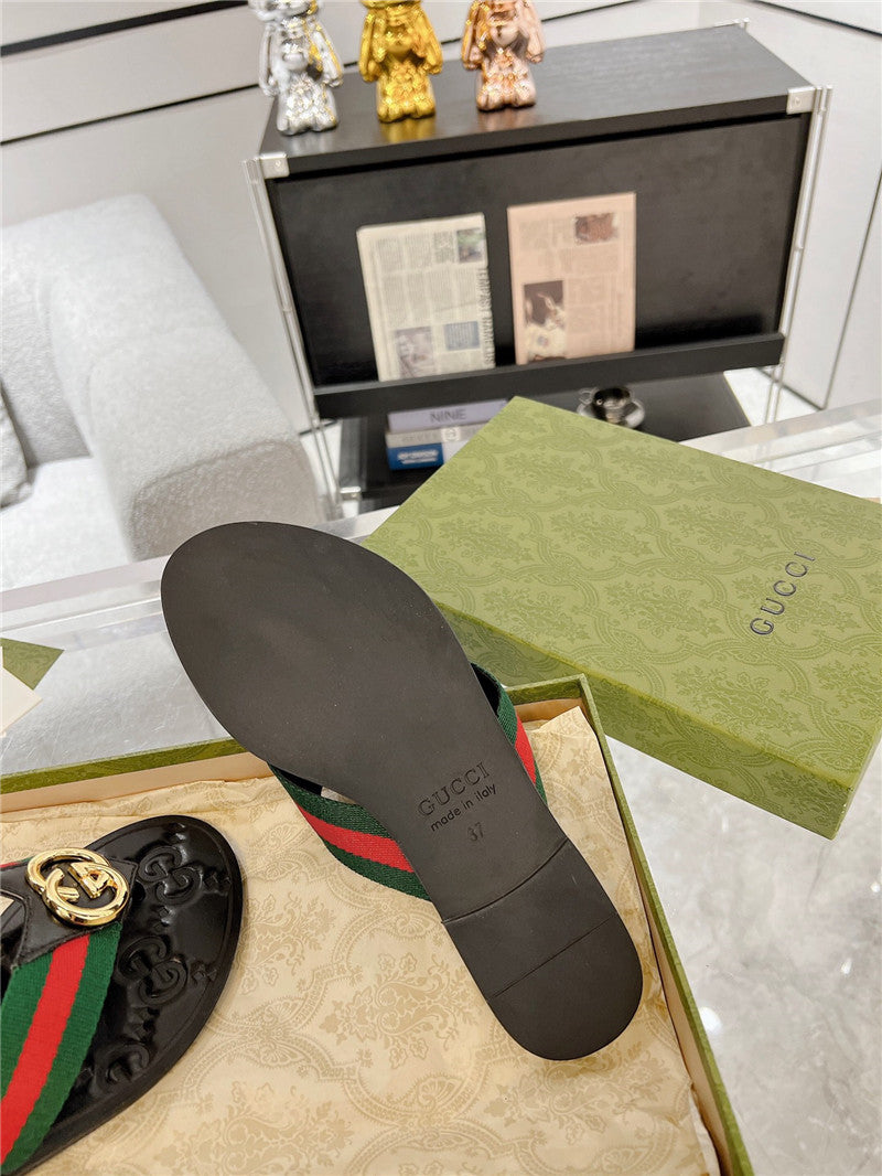 High Quality Luxury Gucci Interlocking Double G Flip Flops – Style 64627 product detail