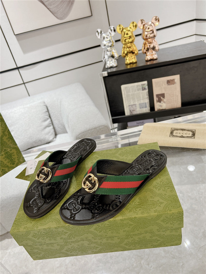 High Quality Luxury Gucci Interlocking Double G Flip Flops – Style 64627