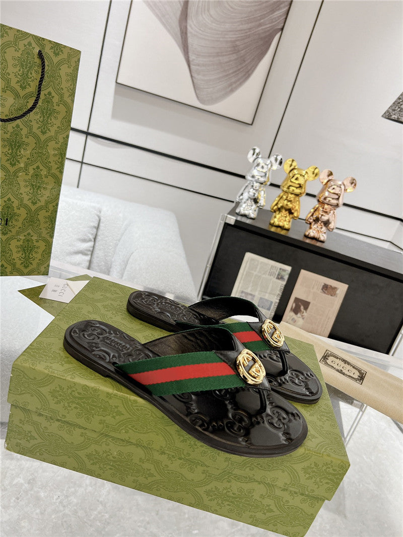 High Quality Luxury Gucci Interlocking Double G Flip Flops – Style 64627 product detail