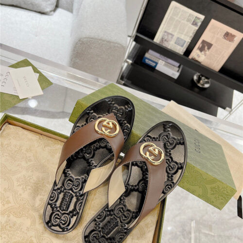 High Quality Luxury Gucci Interlocking Double G Flip Flops – Style 28467 product detail