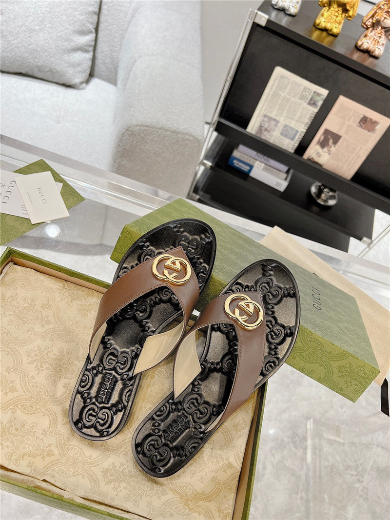 High Quality Luxury Gucci Interlocking Double G Flip Flops – Style 28467 product detail