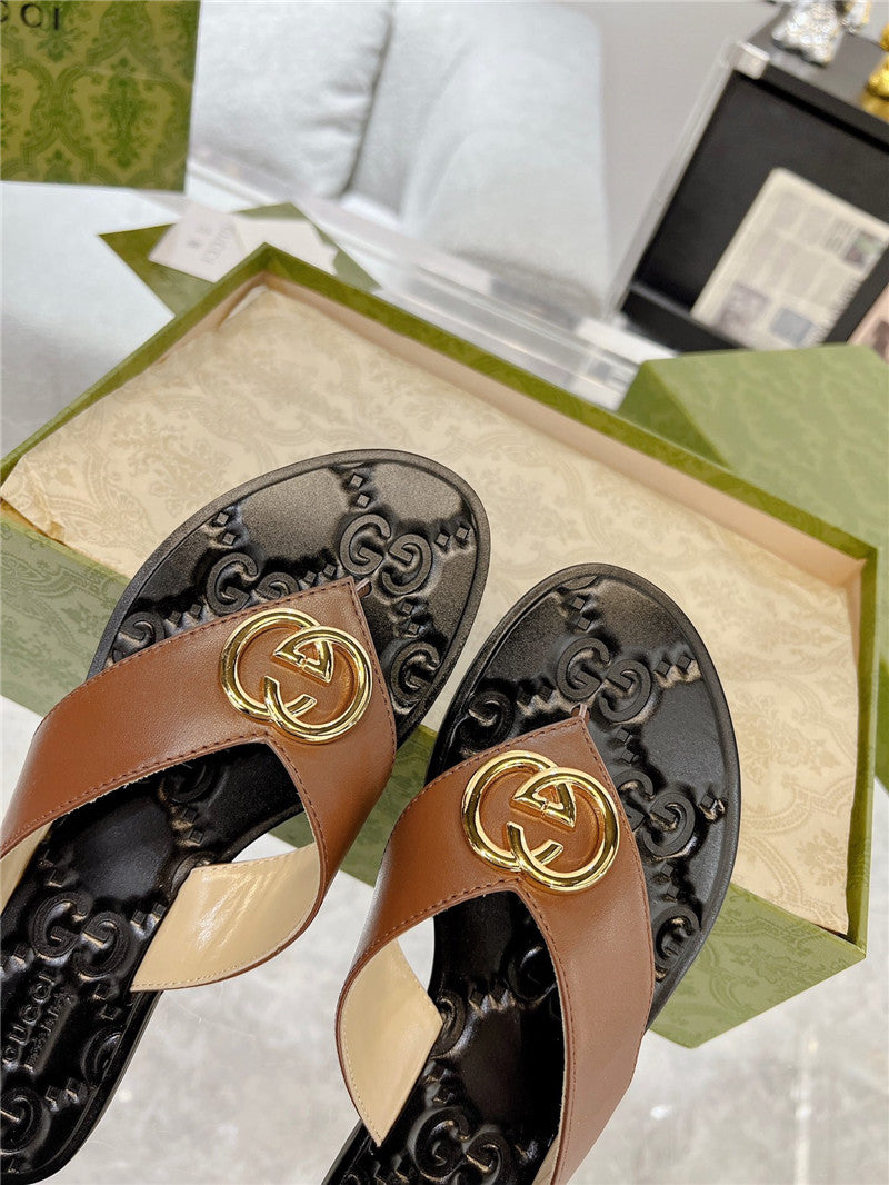 High Quality Luxury Gucci Interlocking Double G Flip Flops – Style 28467 product detail