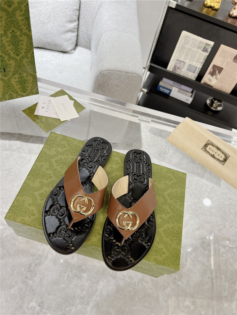 High Quality Luxury Gucci Interlocking Double G Flip Flops – Style 28467 product detail