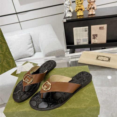 High Quality Luxury Gucci Interlocking Double G Flip Flops – Style 28467