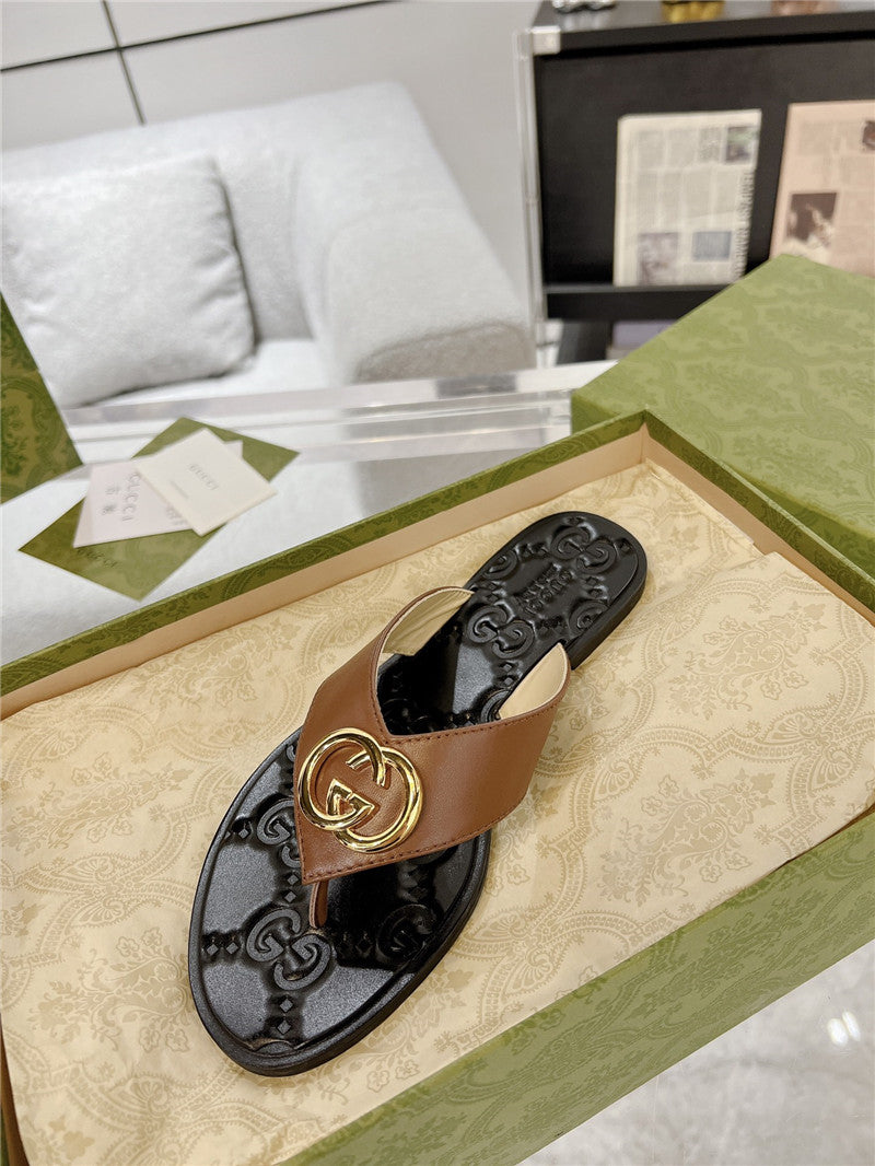 High Quality Luxury Gucci Interlocking Double G Flip Flops – Style 28467 product detail