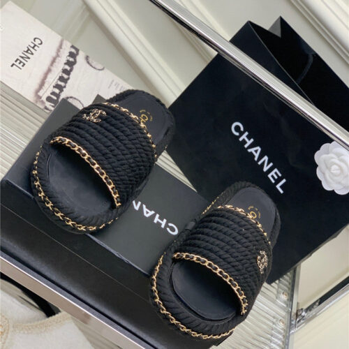 High Quality Luxury Chanel New Woven Slippers – Style 58854 alternate view