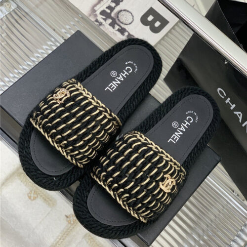 High Quality Luxury Chanel New Woven Slippers