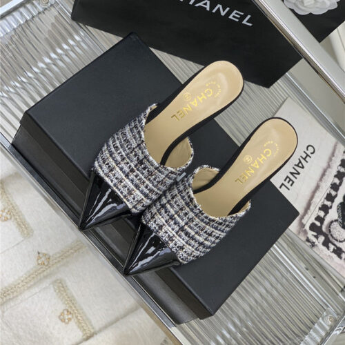 High Quality Luxury Chanel Pointed Toe Stiletto Mules – Style 30374 product detail
