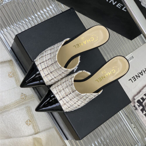 High Quality Luxury Chanel Pointed Toe Stiletto Mules – Style 21894 product detail