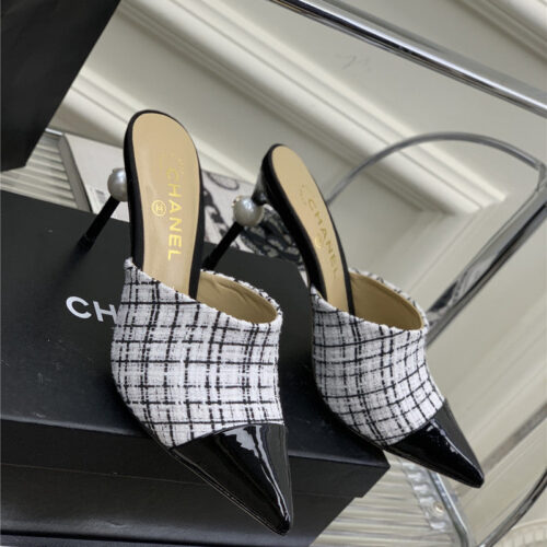 High Quality Luxury Chanel Pointed Toe Stiletto Mules