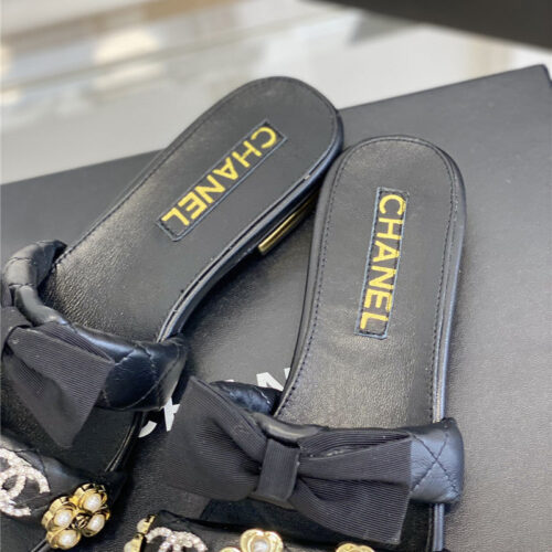 High Quality Luxury Chanel New Bowknot Flower Buckle Slippers product detail