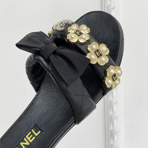 High Quality Luxury Chanel New Bowknot Flower Buckle Slippers product detail