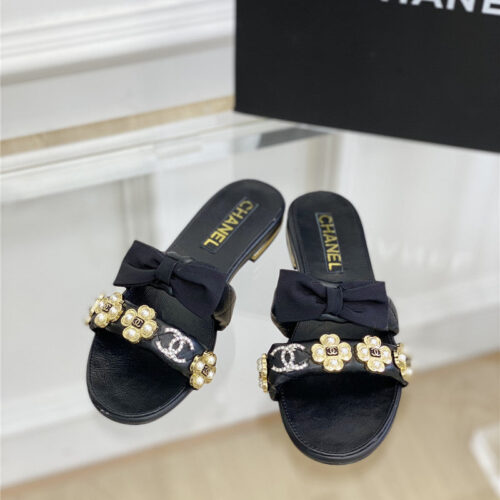 High Quality Luxury Chanel New Bowknot Flower Buckle Slippers product detail