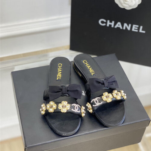 High Quality Luxury Chanel New Bowknot Flower Buckle Slippers product detail
