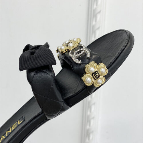 High Quality Luxury Chanel New Bowknot Flower Buckle Slippers product detail