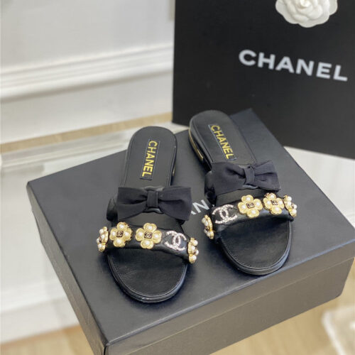 High Quality Luxury Chanel New Bowknot Flower Buckle Slippers product detail