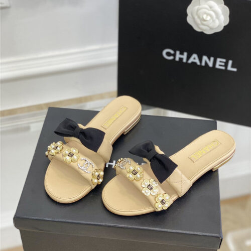 High Quality Luxury Chanel New Bowknot Flower Buckle Slippers – Style 50726 product detail