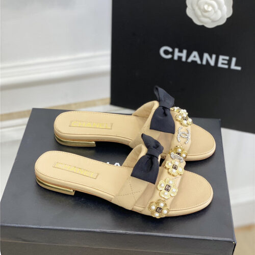 High Quality Luxury Chanel New Bowknot Flower Buckle Slippers – Style 50726 product detail
