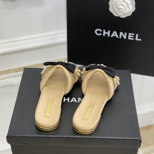 High Quality Luxury Chanel New Bowknot Flower Buckle Slippers – Style 50726 alternate view