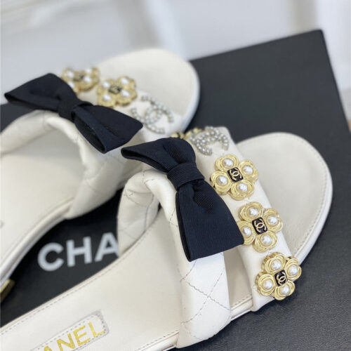 High Quality Luxury Chanel New Bowknot Flower Buckle Slippers – Style 19654 product detail