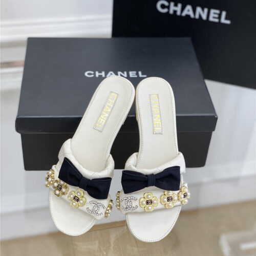 High Quality Luxury Chanel New Bowknot Flower Buckle Slippers – Style 19654 product detail
