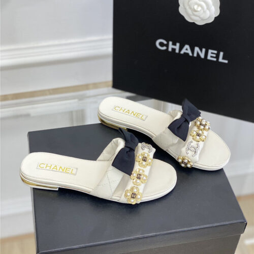 High Quality Luxury Chanel New Bowknot Flower Buckle Slippers – Style 19654