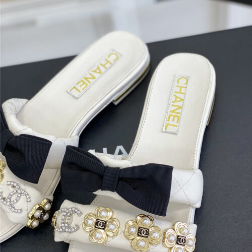 High Quality Luxury Chanel New Bowknot Flower Buckle Slippers – Style 19654 product detail