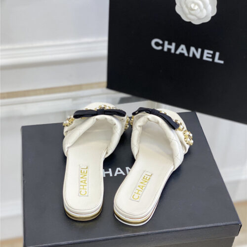 High Quality Luxury Chanel New Bowknot Flower Buckle Slippers – Style 19654 alternate view