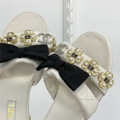 High Quality Luxury Chanel New Bowknot Flower Buckle Slippers – Style 19654 product detail