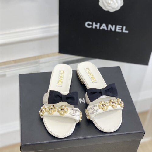 High Quality Luxury Chanel New Bowknot Flower Buckle Slippers – Style 19654 product detail