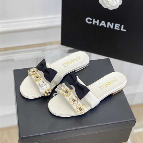 High Quality Luxury Chanel New Bowknot Flower Buckle Slippers – Style 19654 product detail