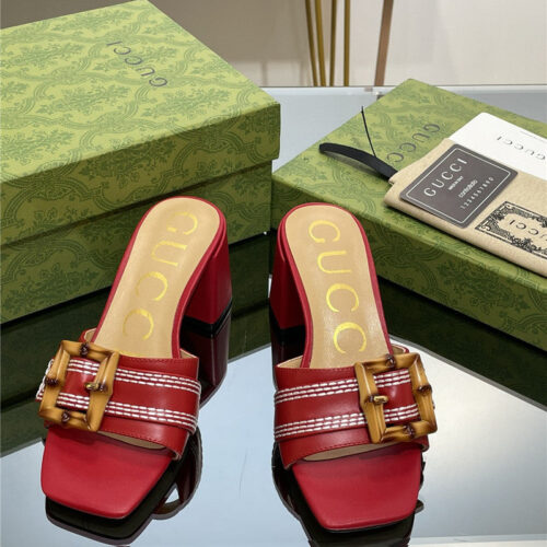 High Quality Luxury Gucci Chunky Heel Bamboo Buckle Sandals – Style 13779 alternate view
